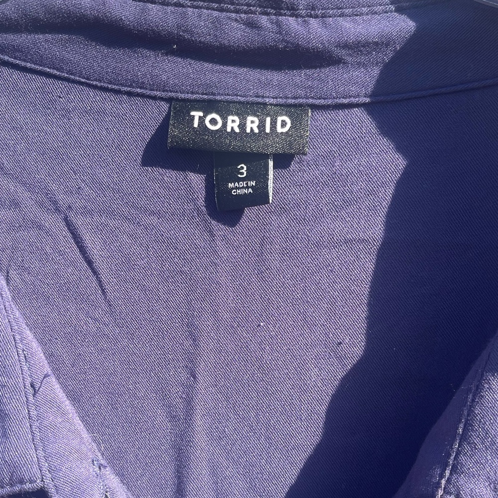 torrid blue Button-Front Drawstring Jumpsuit - Picture 2 of 4